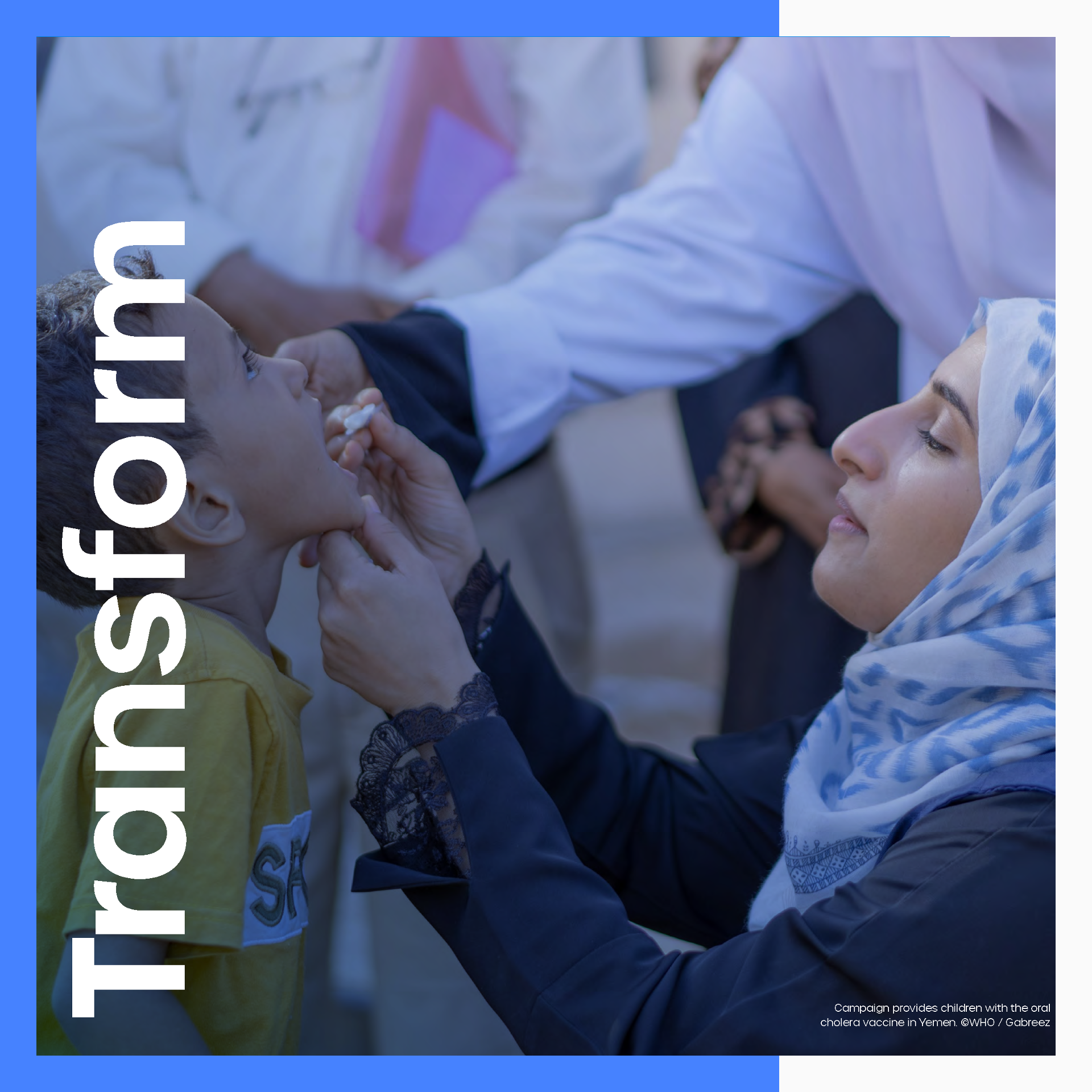 A health worker gives an oral cholera vaccine